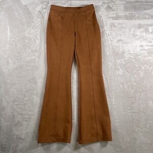 Spanx Women's Pants Flare Leg Faux Suede Pull On Stretch Boho L Brown